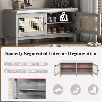 Storage Bench with Cushion — Gray - TAITIY