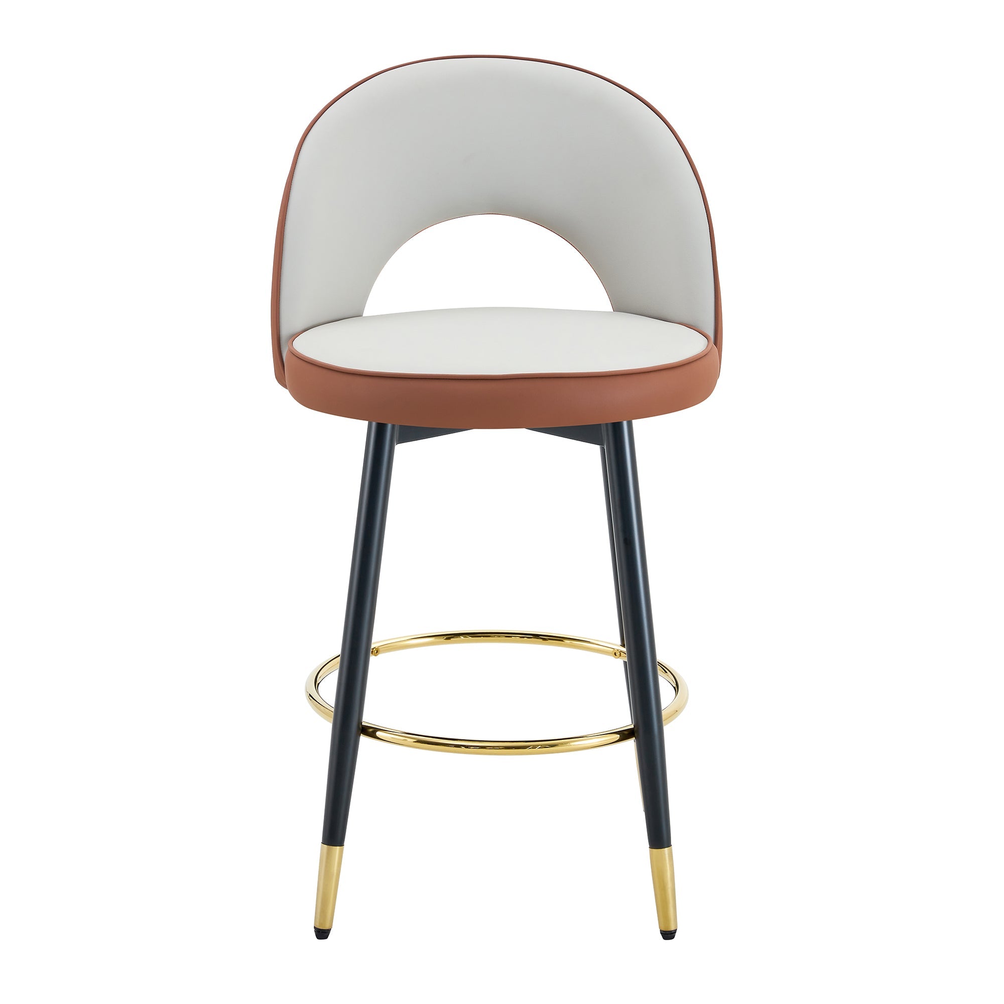 Swivel Bar Stool Set of 2 — Brown & Gray - TAITIY
