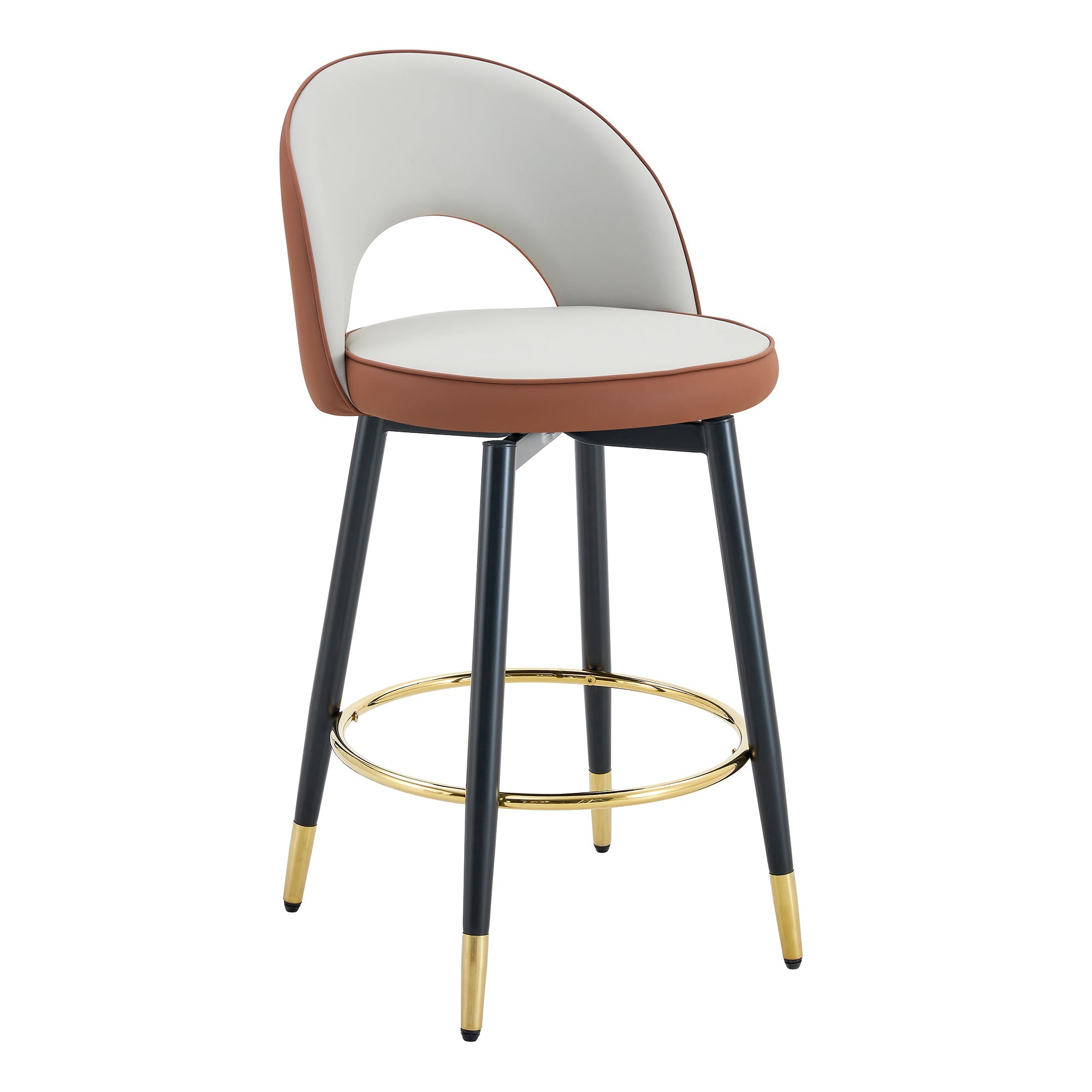 Swivel Bar Stool Set of 2 — Brown & Gray - TAITIY