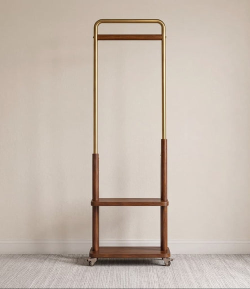TAITIY Metal & Solid Wood Clothes Rack with Wheels - TAITIY