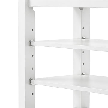 Taitiy | Multi-Tier Solid Wood Entryway Shoe Bench in White - TAITIY