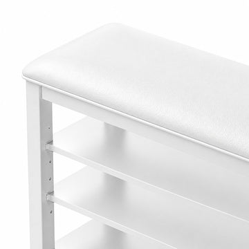 Taitiy | Multi-Tier Solid Wood Entryway Shoe Bench in White - TAITIY