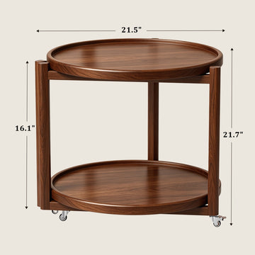 Taitiy Rolling Side Table with Wheels-21.7"D - TAITIY