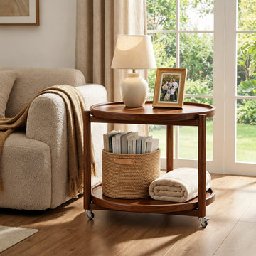 Taitiy Rolling Side Table with Wheels-21.7"D - TAITIY