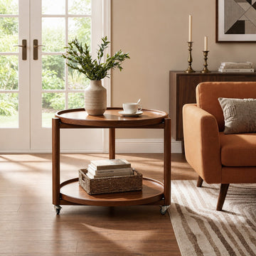 Taitiy Rolling Side Table with Wheels-21.7"D - TAITIY