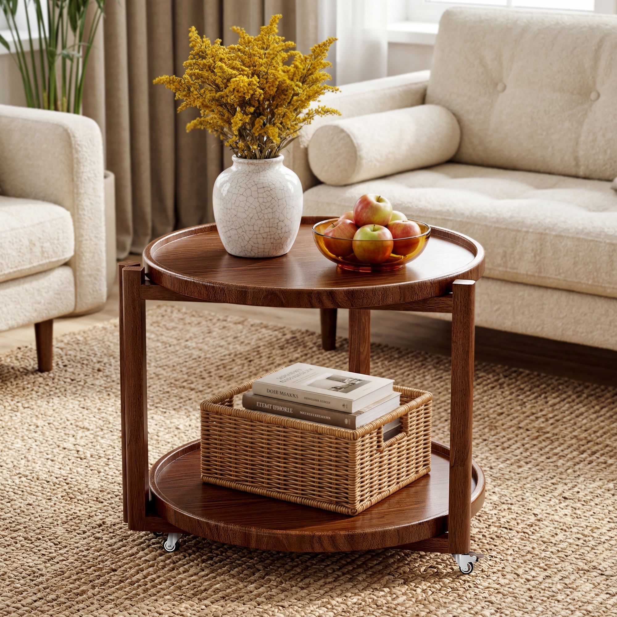 Taitiy Rolling Side Table with Wheels - TAITIY