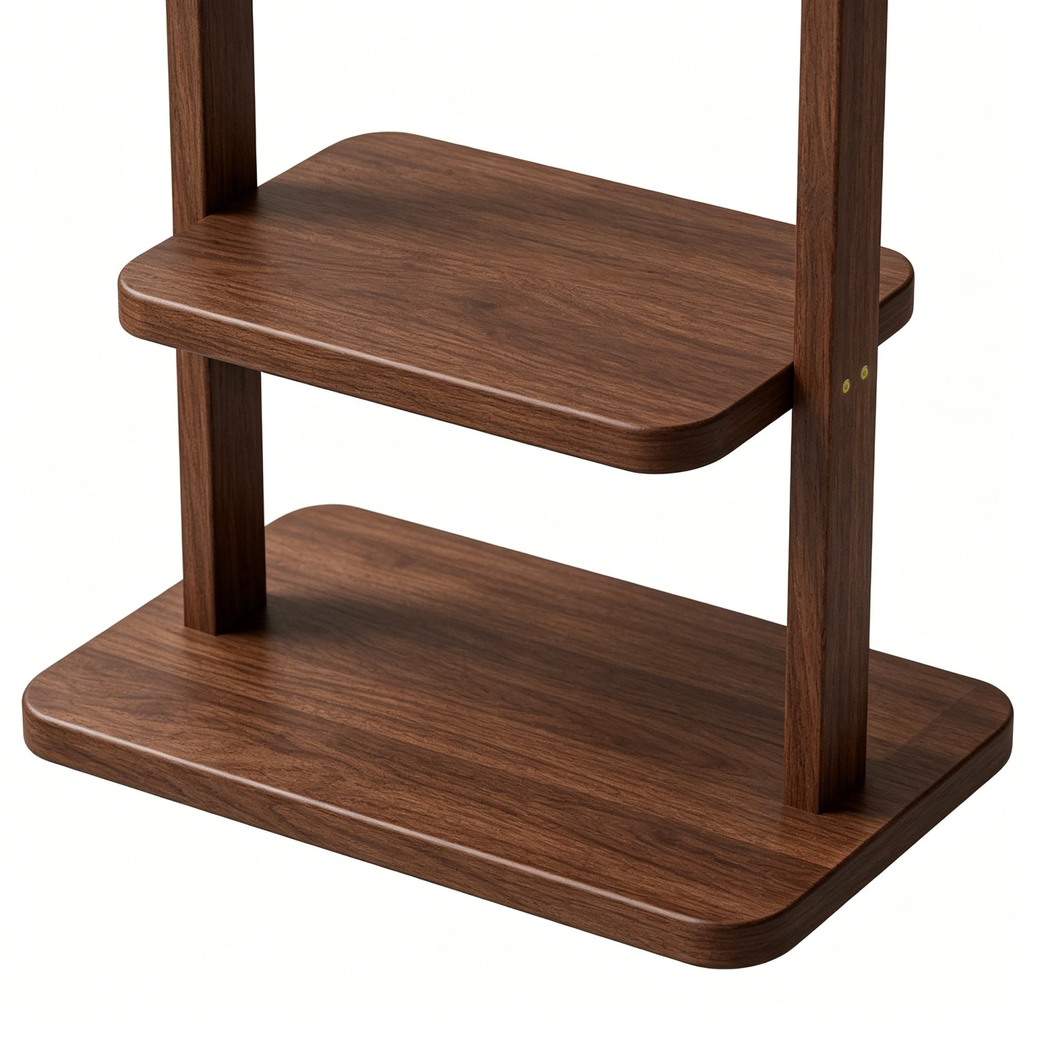 TAITIY Solid Wood Clothes Rack with 2 Shelves & 5 Hooks - TAITIY