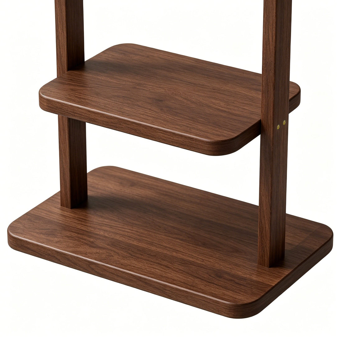 TAITIY Solid Wood Clothes Rack with 2 Shelves & 5 Hooks - TAITIY