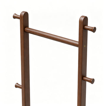 TAITIY Solid Wood Clothes Rack with 2 Shelves & 5 Hooks - TAITIY