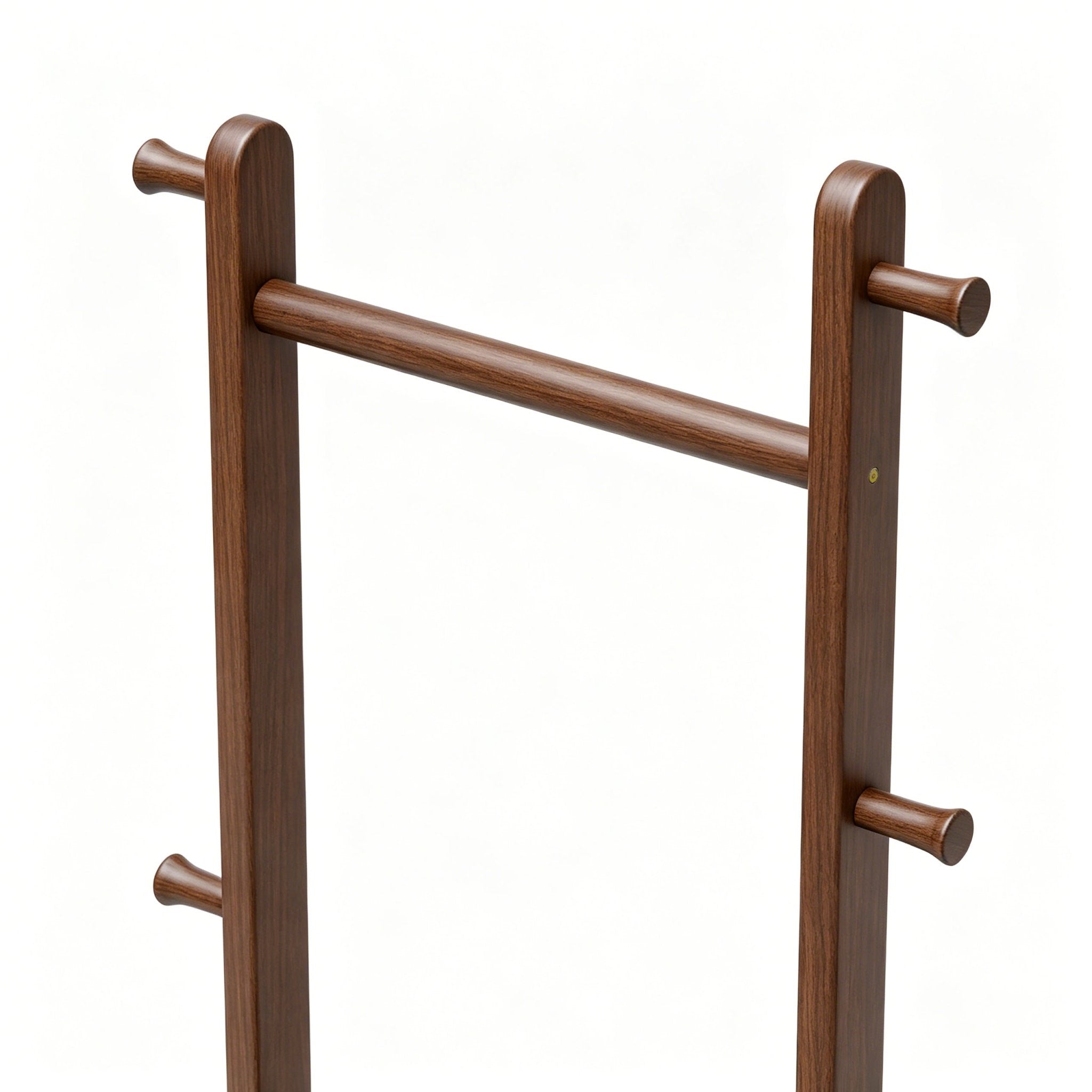 TAITIY Solid Wood Clothes Rack with 2 Shelves & 5 Hooks - TAITIY