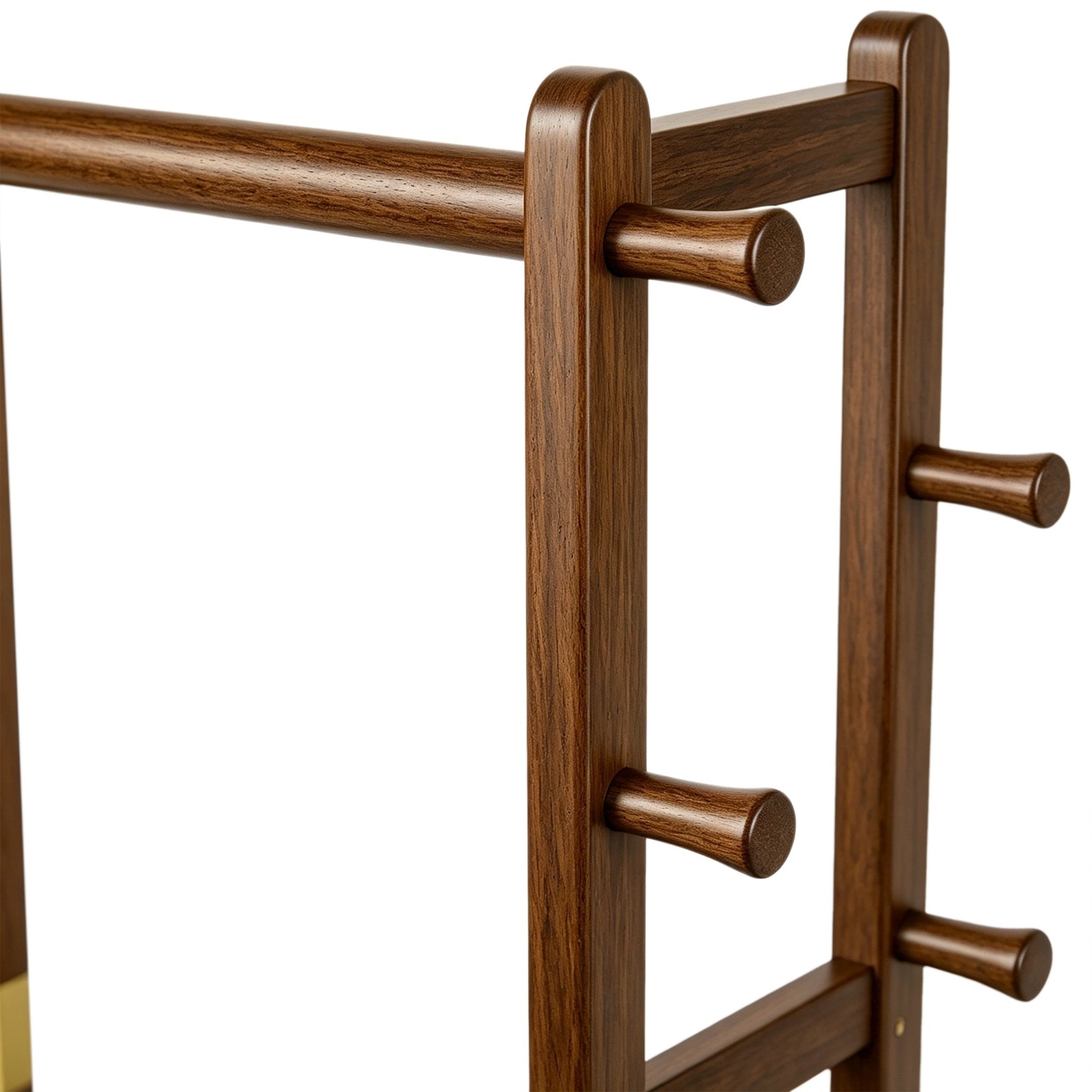 Taitiy Solid Wood Clothes Rack with Shelves & Hooks - TAITIY