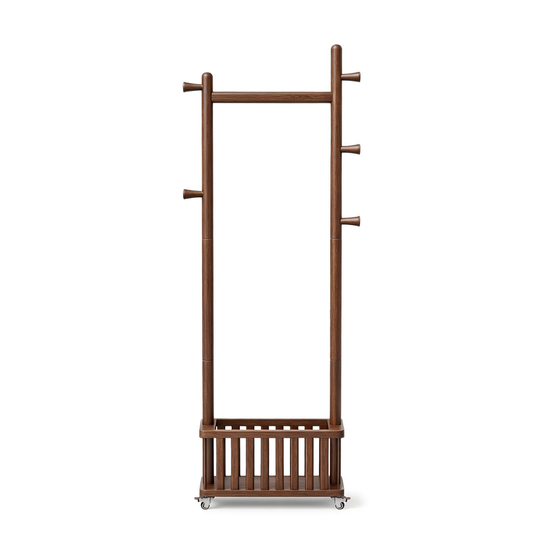 TAITIY Solid Wood Clothes Rack with Storage Basket & 5 Hooks - TAITIY