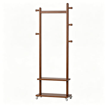 Taitiy Solid Wood Coat Rack with Wheels - TAITIY