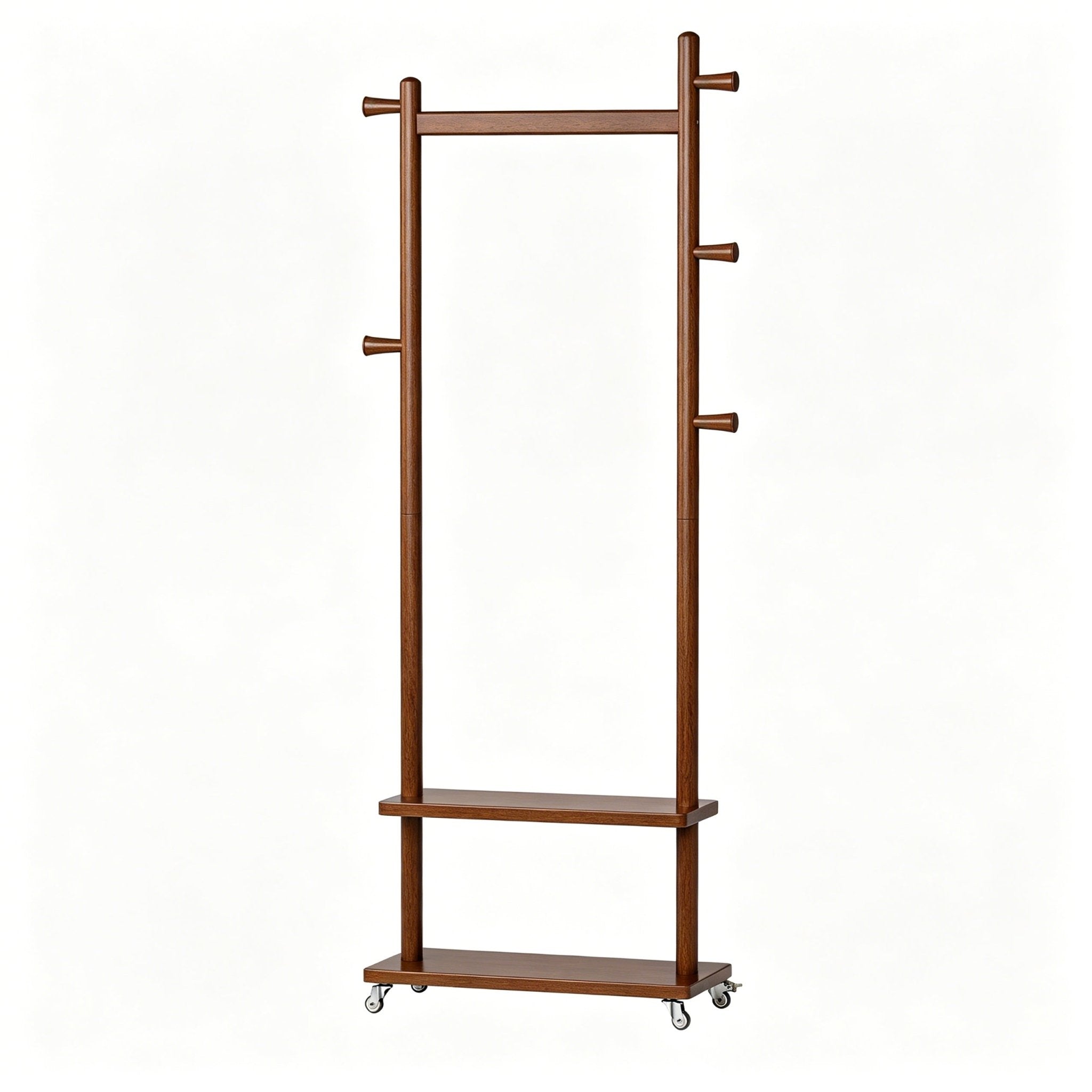 Taitiy Solid Wood Coat Rack with Wheels - TAITIY