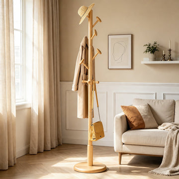 Taitiy Tree-Form Solid Wood Coat Rack | 10-Hook Freestanding Stand - TAITIY