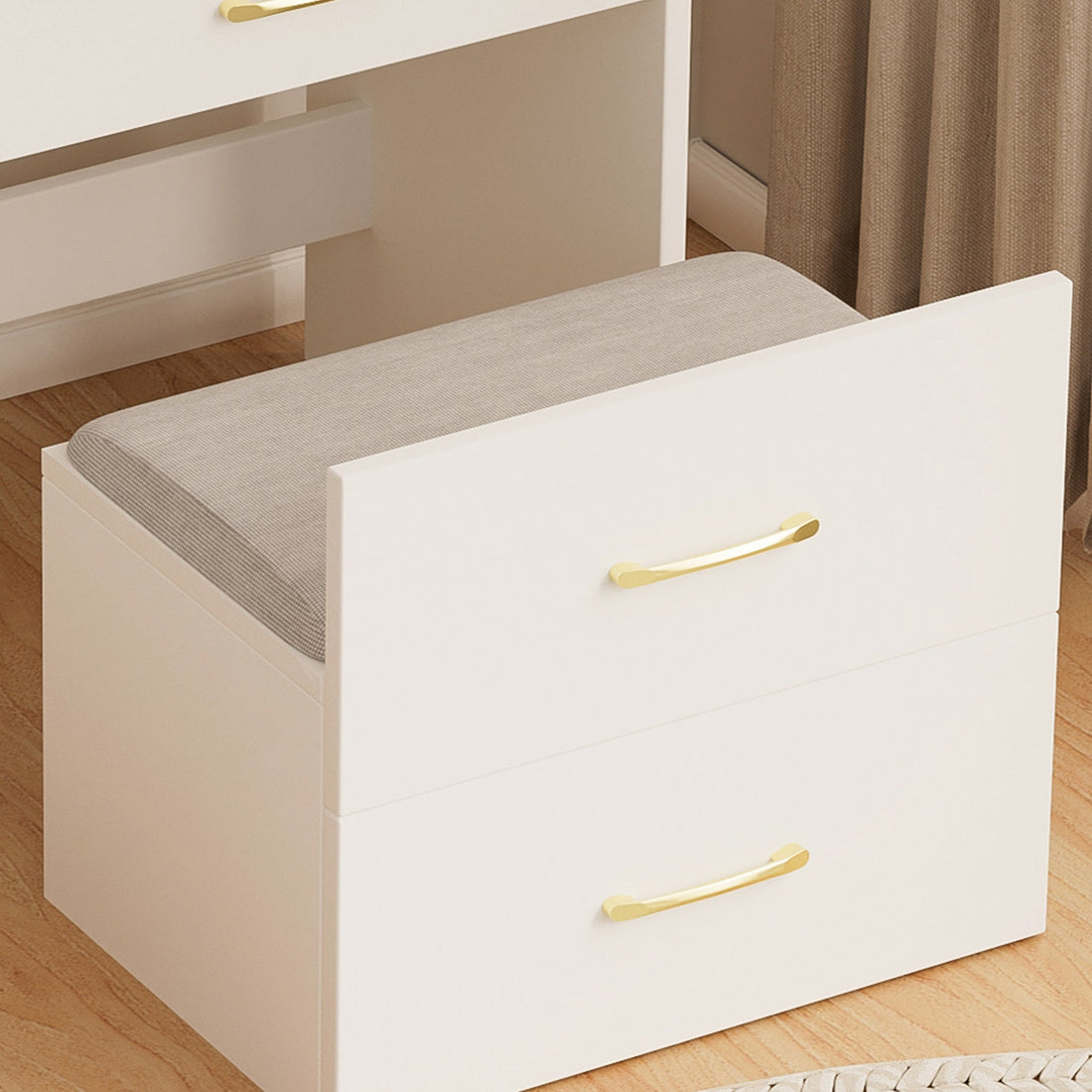 Vanity Desk — Flip Mirror & Glass Top - TAITIY
