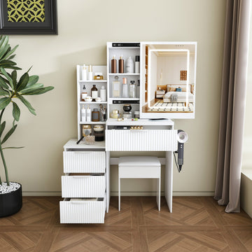 Vanity Desk — LED Lighting & 4 Drawers - TAITIY