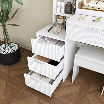 Vanity Desk — LED Lighting & 4 Drawers - TAITIY