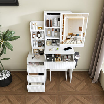 Vanity Desk — LED Lighting & 4 Drawers - TAITIY