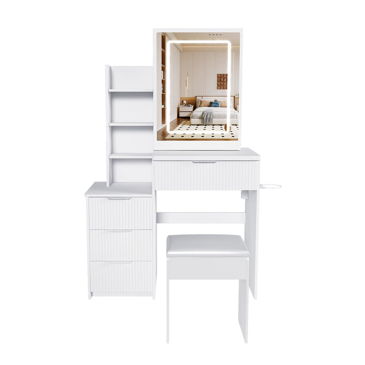 Vanity Desk — LED Lighting & 4 Drawers - TAITIY