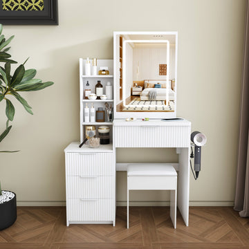 Vanity Desk — LED Lighting & 4 Drawers - TAITIY