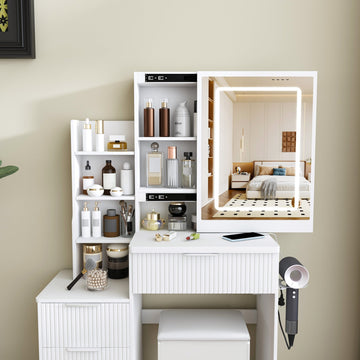 Vanity Desk — LED Lighting & 4 Drawers - TAITIY