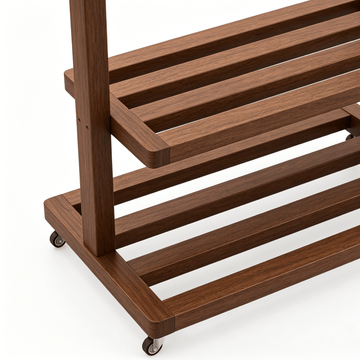 Vented Wood Clothes Rack with Lockable Wheels - TAITIY
